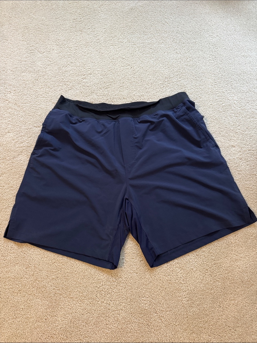 Fabletics Men's Athletic Shorts - Navy with Black Waistband - XL